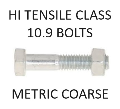 Metric High Tensile CLASS 10.9 Zinc Plated Hex HEAD Bolts SELECT DIAMETER